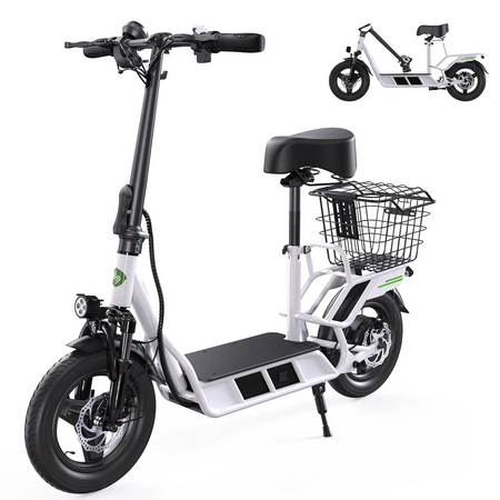 isinwheel Hyper X Seated Electric Scooter – 500W, Max Speed 32 km/h, Rear Basket, 50 km Range