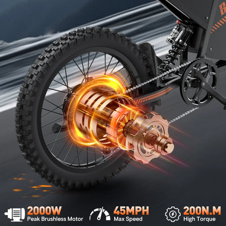 Bopzin Q8 60V 35AH 2000W 25×3.0 Fat Tire Electric Motorcycle