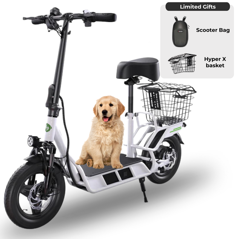 isinwheel Hyper X – 700W Seated Electric Scooter with Rear Basket (48V)