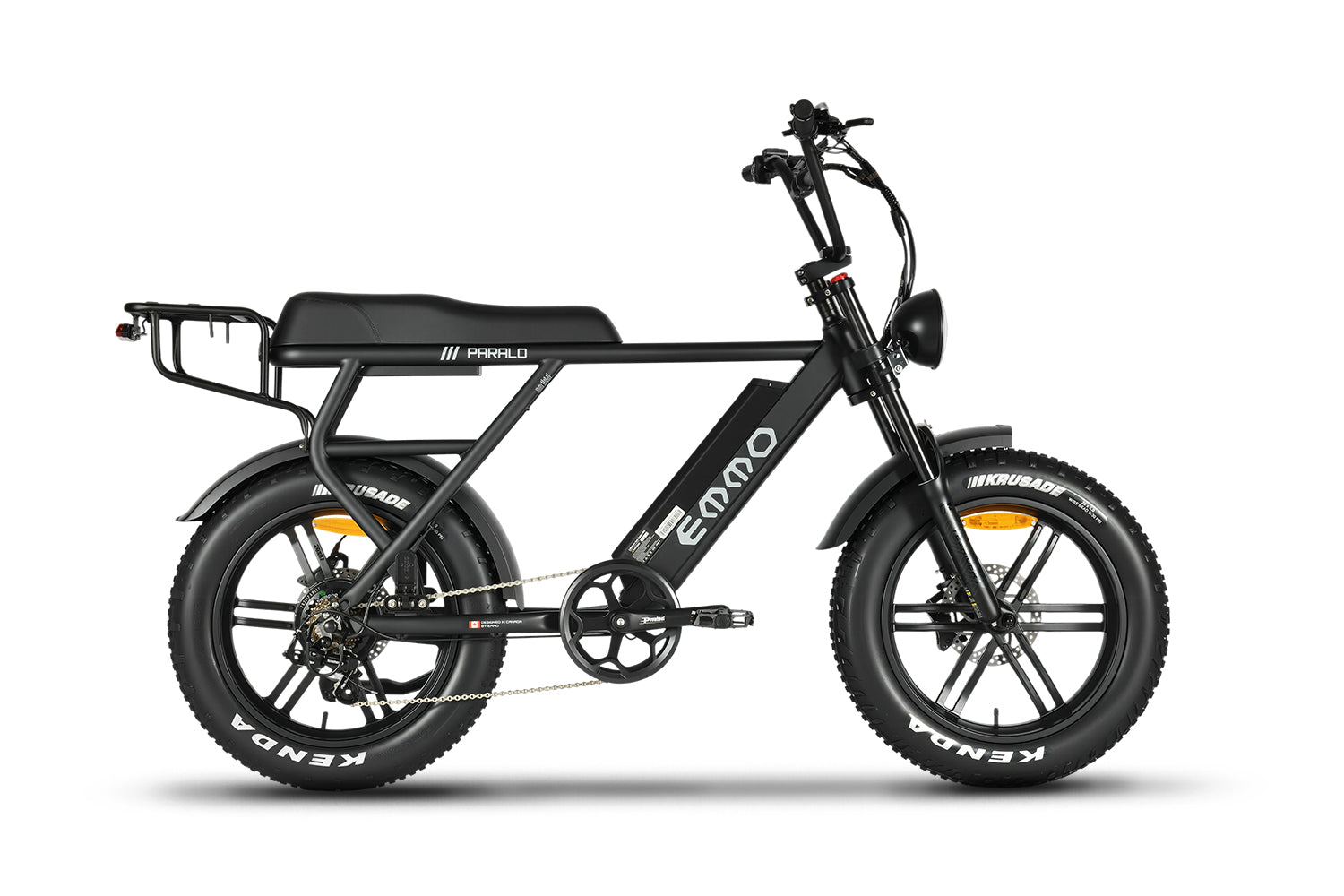 Paralo Pro Ebike All-terrain fat tires and upgraded 34mm suspension ensure stable riding on any surface.